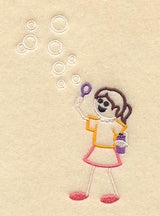 Stick Figure Girl Blowing Bubbles