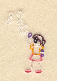 Stick Figure Girl Blowing Bubbles