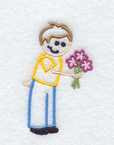Stick Figure Boy with Flowers
