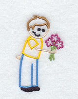 Stick Figure Boy with Flowers