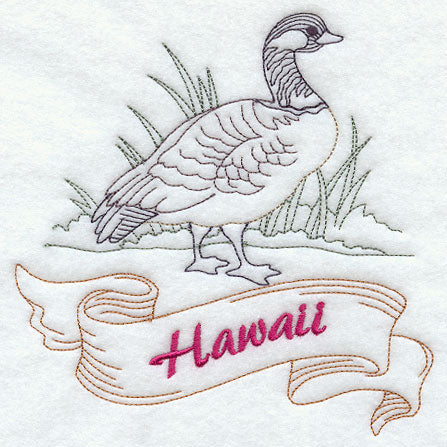 Hawaii - Nene (Redwork)