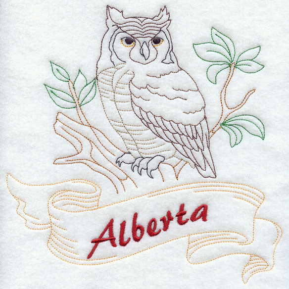 Alberta - Great Horned Owl (Redwork)