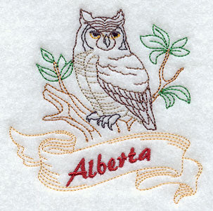 Alberta - Great Horned Owl (Redwork)