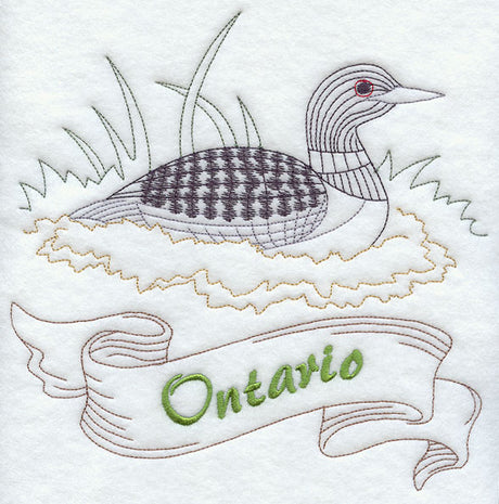 Ontario - Common Loon (Redwork)
