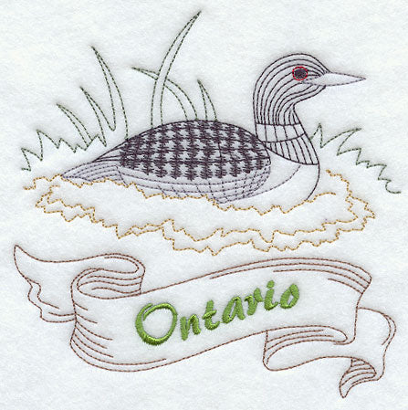Ontario - Common Loon (Redwork)