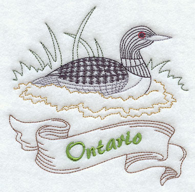 Ontario - Common Loon (Redwork)