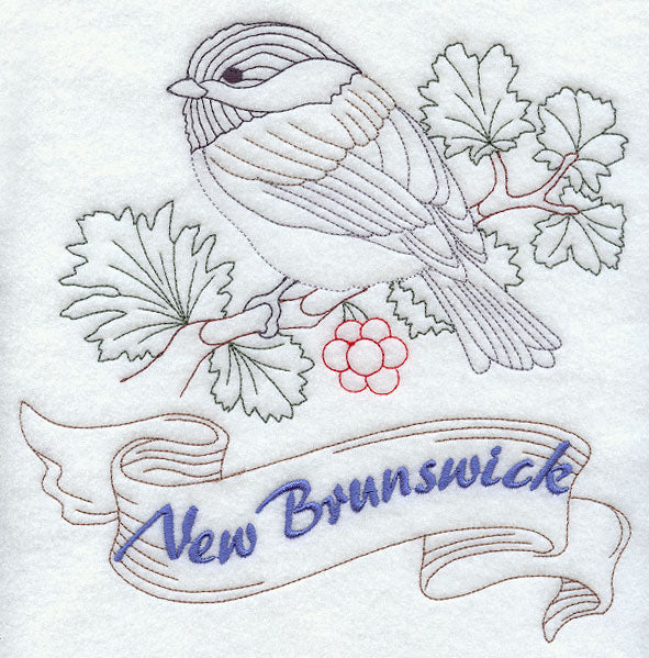 New Brunswick - Black-Capped Chickadee (Redwork)