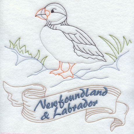 Newfoundland and Labrador - Atlantic Puffin (Redwork)