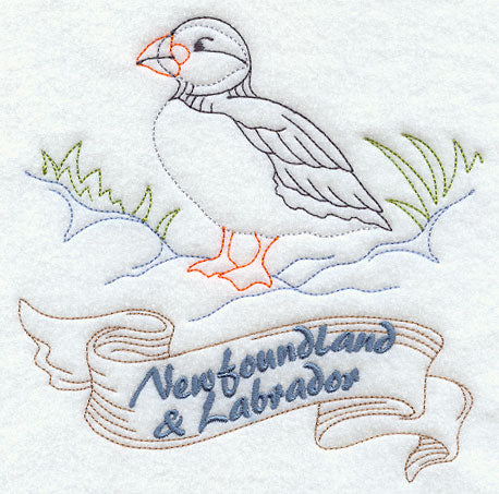 Newfoundland and Labrador - Atlantic Puffin (Redwork)