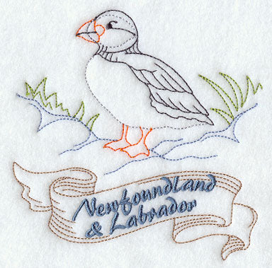 Newfoundland and Labrador - Atlantic Puffin (Redwork)