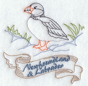 Newfoundland and Labrador - Atlantic Puffin (Redwork)