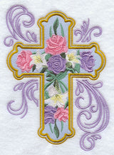 Rose and Lily Cross with Swirls 1