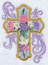 Rose and Lily Cross with Swirls 1