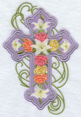 Rose and Lily Cross 2 with Swirls