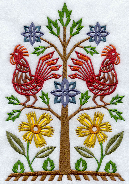 Piven Rooster and Flower Tree