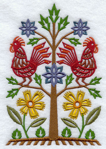 Piven Rooster and Flower Tree