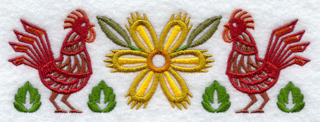 Piven Rooster and Flower Border
