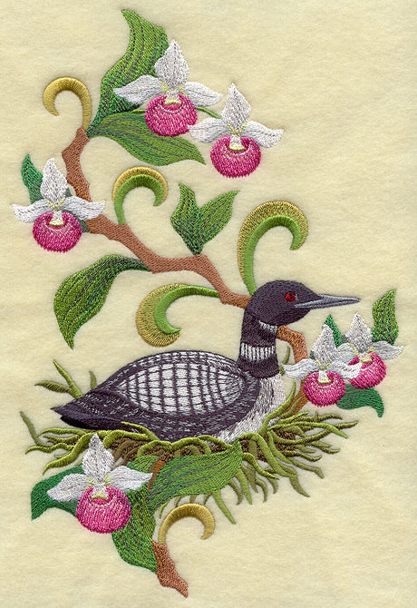 Minnesota Common Loon and Showy Lady Slipper Medley