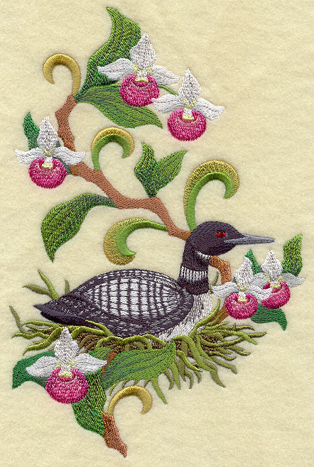 Minnesota Common Loon and Showy Lady Slipper Medley