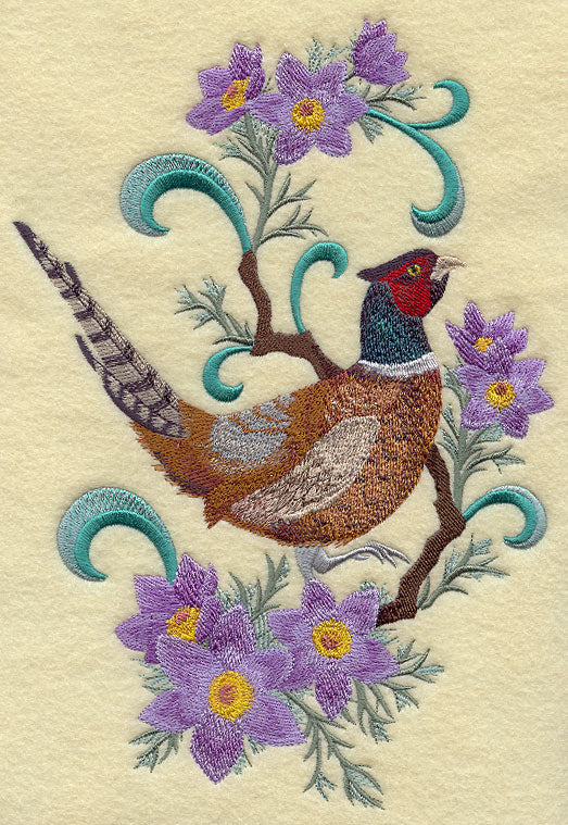 South Dakota Ring-Necked Pheasant and Pasqueflower Medley