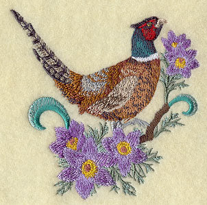 South Dakota Ring-Necked Pheasant and Pasqueflower Medley