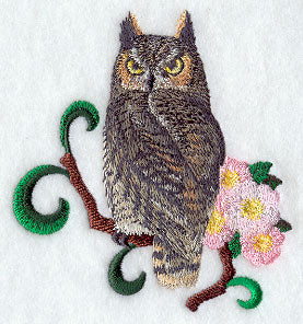 Alberta Great Horned Owl and Wild Rose Medley