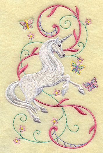 Unicorn Prancing in Fantasy Garden