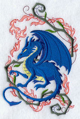 Dragon Crouching in Fantasy Flames