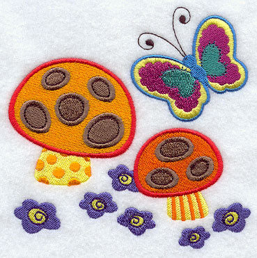 Cozy Country Toadstools and Butterfly
