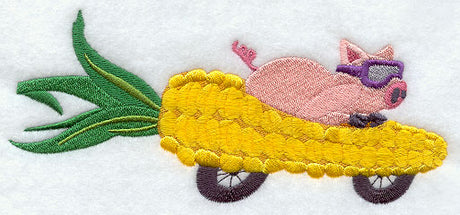 Pig Racer in Corncob Car