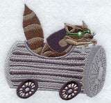 Raccoon Racer in Trashcan Car