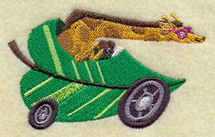 Giraffe Racer in Leaf Car