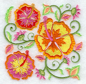 Jacobean Hibiscus Square