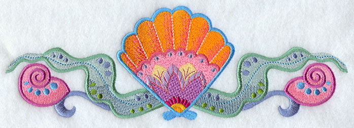 Jacobean Seashell and Seagreens Border