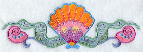 Jacobean Seashell and Seagreens Border