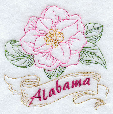 Alabama - Camellia (Redwork)