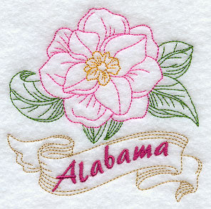 Alabama - Camellia (Redwork)