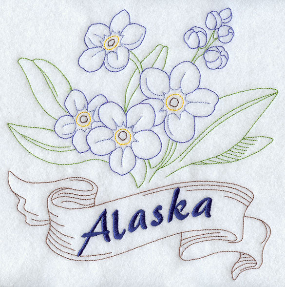 Alaska - Forget-Me-Not (Redwork)