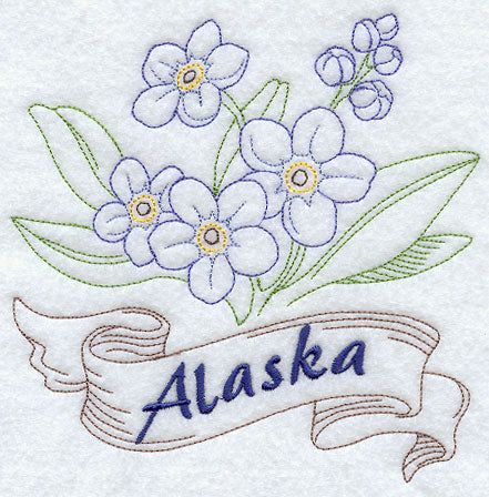 Alaska - Forget-Me-Not (Redwork)