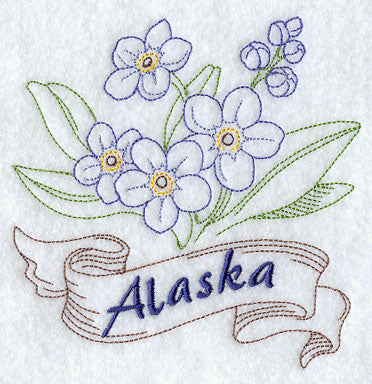 Alaska - Forget-Me-Not (Redwork)