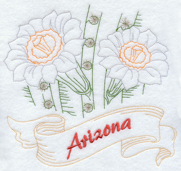 Arizona - Saguaro Cactus Blossom (Redwork)
