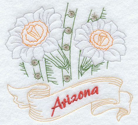 Arizona - Saguaro Cactus Blossom (Redwork)