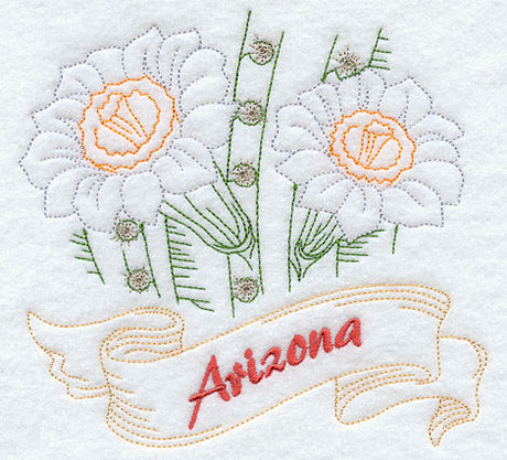 Arizona - Saguaro Cactus Blossom (Redwork)