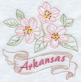 Arkansas - Apple Blossom (Redwork)