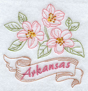Arkansas - Apple Blossom (Redwork)
