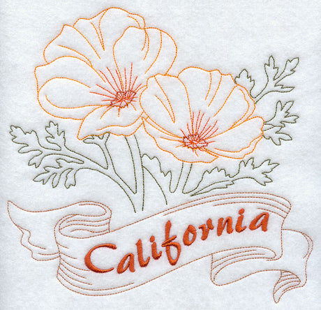 California - California Poppy (Redwork)