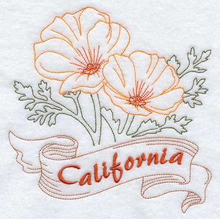 California - California Poppy (Redwork)