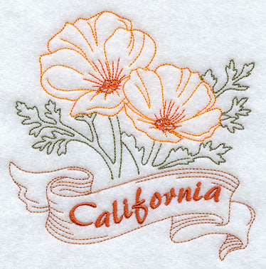 California - California Poppy (Redwork)