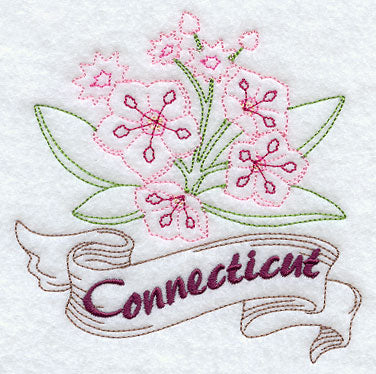Connecticut - Mountain Laurel (Redwork)