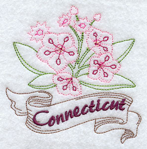 Connecticut - Mountain Laurel (Redwork)